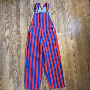 Adult XS Game Day Bibs Striped Royal Blue and Orange Overalls Florida Boise GUC
